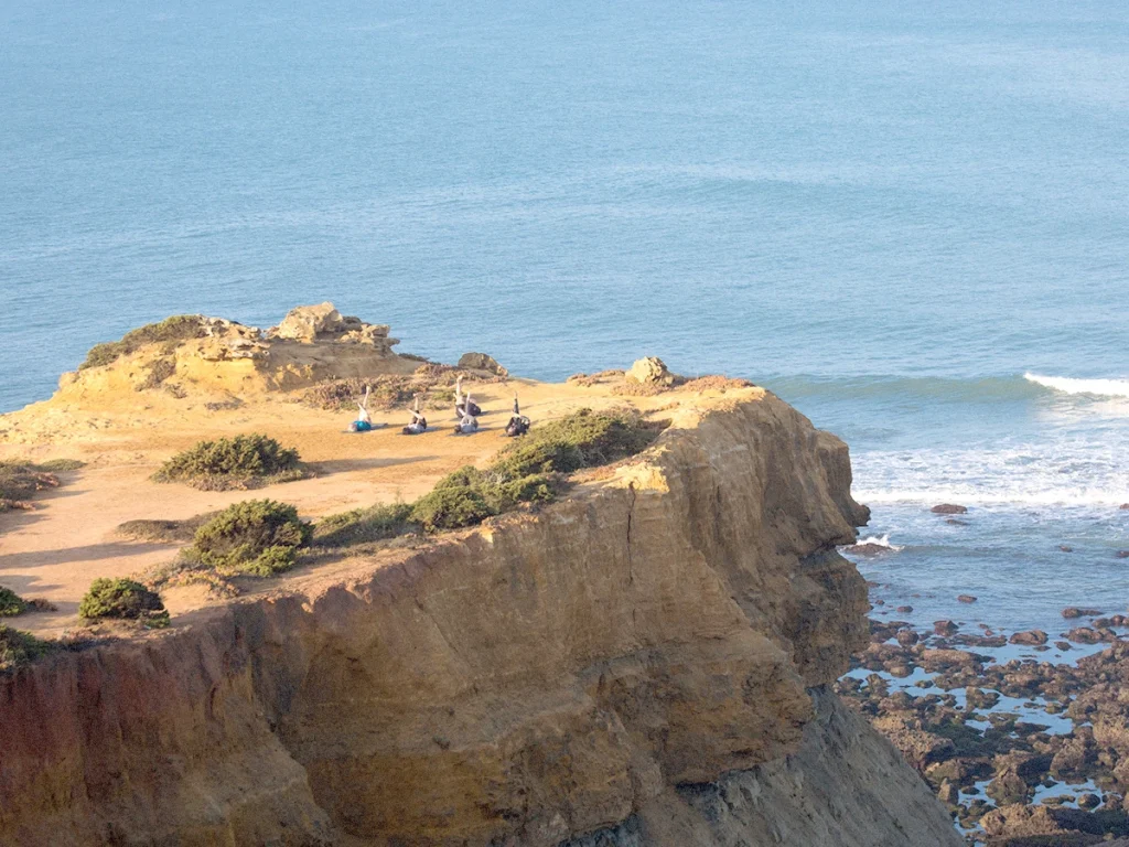 Yoga practice on the cliffs
